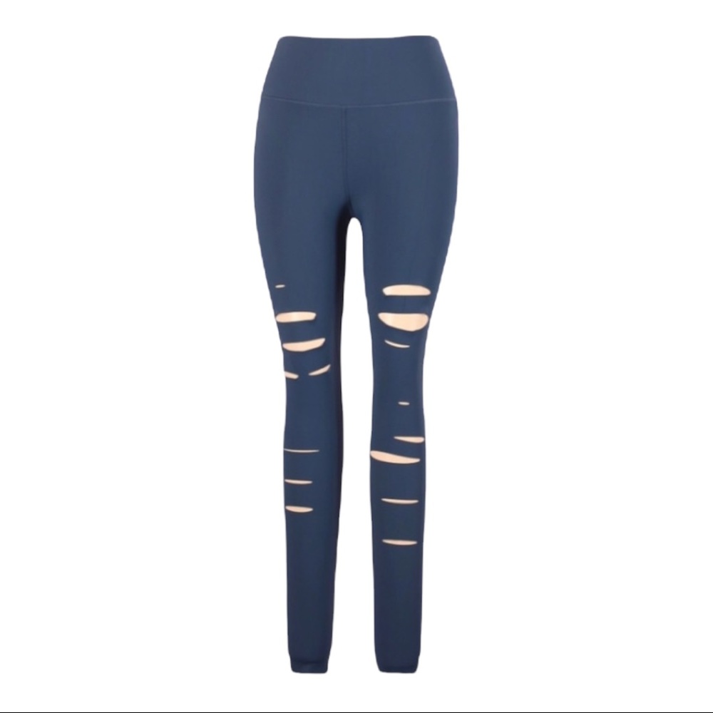 Alo Ripped Warrior Leggings High Waisted Blue L